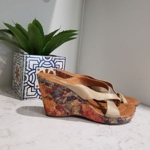 born boulder leather cork wedge